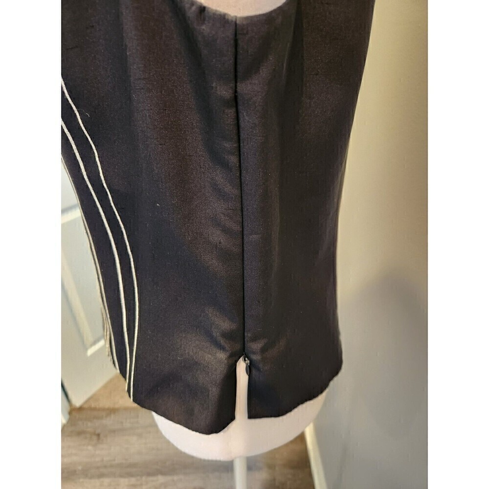 Adrianna Papell Vintage Silk Tank Black Embroidered Floral Side Zip Sz 6 EUC - Picture 4 of 7